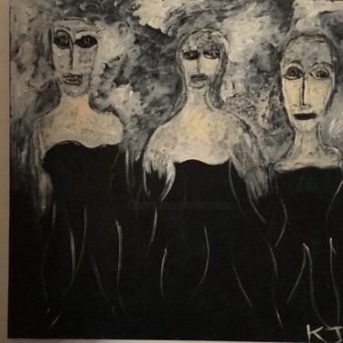 Malerei mit dem Titel "SENTINELLES" von Josiane Kerherve, Original-Kunstwerk, Acryl Auf Keilrahmen aus Holz montiert