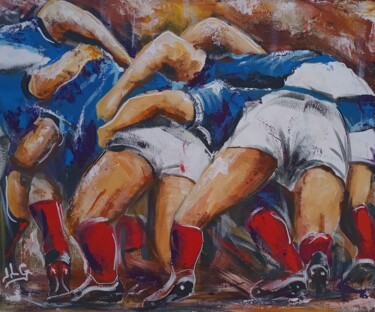 Pittura intitolato "Rugby 121" da Jean-Luc Garcia, Opera d'arte originale, Acrilico Montato su Telaio per barella in legno