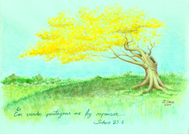 Pintura intitulada "arvore-amarela.jpg" por J. Lima, Obras de arte originais, Aquarela