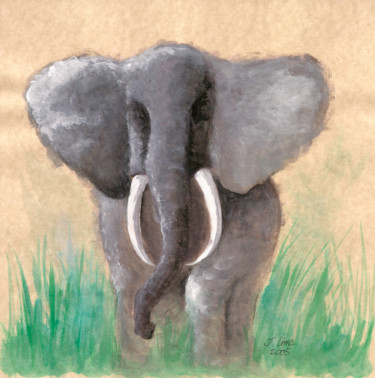 Pintura intitulada "elefante.jpg" por J. Lima, Obras de arte originais, Aquarela