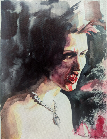 Pintura titulada "Bloody punk" por Leyla Zhunus, Obra de arte original, Acuarela