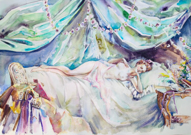 Pintura intitulada "Manon" por Leyla Zhunus, Obras de arte originais, Aquarela