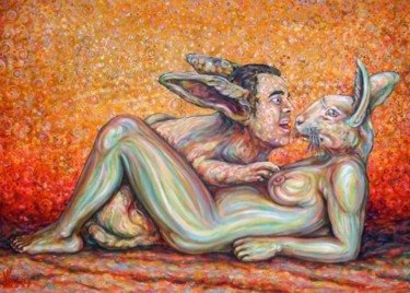 Pintura titulada "Leda y el conejo" por Lorenzo, Obra de arte original