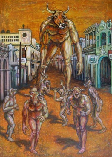 Pintura titulada "Mi Pamplona y el Mi…" por Lorenzo, Obra de arte original