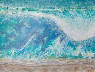 Schilderij getiteld "BLUE WAVE" door Jlo Grussenmeyer, Origineel Kunstwerk, Acryl