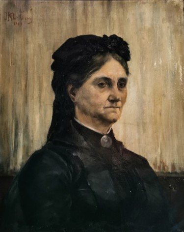 Tableau Ancien Portrait D’une Femme D’autorité XIXeme 49x59 Painting titled "Tableau Ancien Port…" by Jm Barthélémy, Original Art, Oil Mounted on Stretcher frame