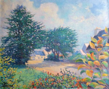Peinture intitulée "Cyprès au jardin du…" par Jm Guenard, Œuvre d'art originale, Huile