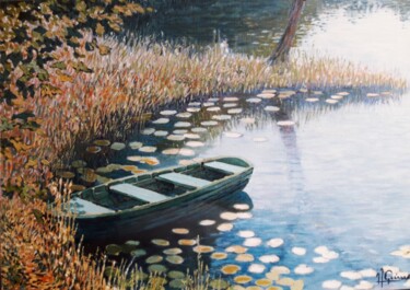 Peinture intitulée "La Barque" par Jm Guenard, Œuvre d'art originale, Huile Monté sur artwork_cat.
