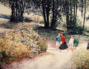 「Mme Pédurthe et ses…」というタイトルの絵画 Jm Guenardによって, オリジナルのアートワーク, オイル ウッドストレッチャーフレームにマウント