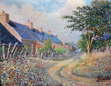 Malerei mit dem Titel "Fleurs sauvages prè…" von Jm Guenard, Original-Kunstwerk, Öl