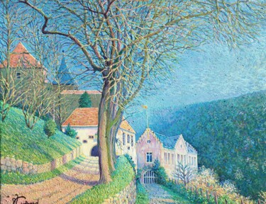 Pintura intitulada "Château Eberstein" por Jm Guenard, Obras de arte originais, Óleo