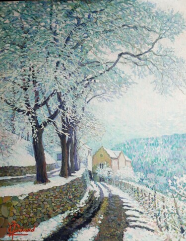 Painting titled "Snow at Eberstein S…" by Jm Guenard, Original Artwork, Oil