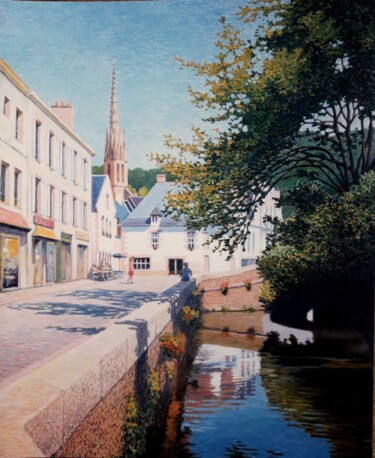 Painting titled "Pont-Aven, Bretagne" by Jm Guenard, Original Artwork, Oil