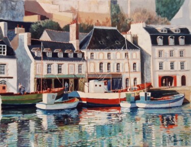 Peinture intitulée "Le port d'Audierne,…" par Jm Guenard, Œuvre d'art originale, Huile