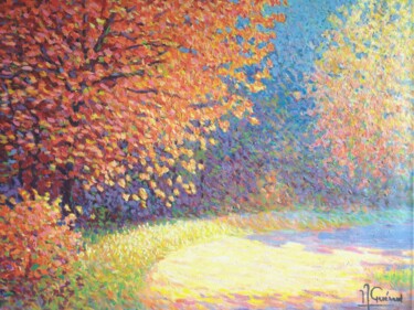 Painting titled "Couleurs d'Automne" by Jm Guenard, Original Artwork, Oil Mounted on artwork_cat.