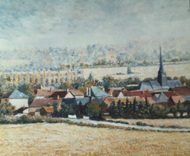 Pittura intitolato "Village de l'Aube,…" da Jm Guenard, Opera d'arte originale, Olio
