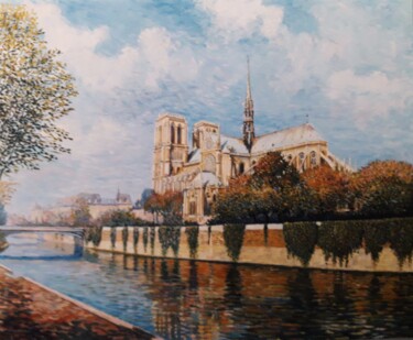 Painting titled "Notre Dame de Paris" by Jm Guenard, Original Artwork, Oil