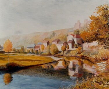 Painting titled "Vallée de l'Aveyron" by Jm Guenard, Original Artwork, Oil