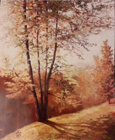 Painting titled "Forêt de Sainte-Gen…" by Jm Guenard, Original Artwork, Oil