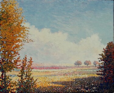 Painting titled "Champs de blé en Ch…" by Jm Guenard, Original Artwork, Oil