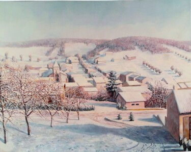 Painting titled "Resson in winter, L…" by Jm Guenard, Original Artwork, Oil