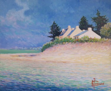 Pintura titulada "Maisons sur la dune…" por Jm Guenard, Obra de arte original, Oleo