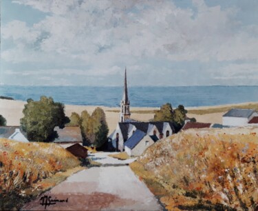 Painting titled "Vielle église en Br…" by Jm Guenard, Original Artwork, Oil