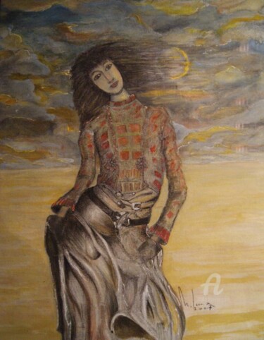 Painting titled "femme en attente" by Jean-Michel Mahaux, Original Artwork