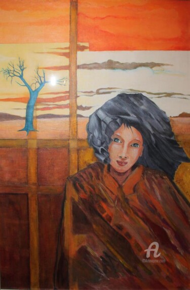 Painting titled "L'arbre bleu" by Jean-Michel Mahaux, Original Artwork, Acrylic