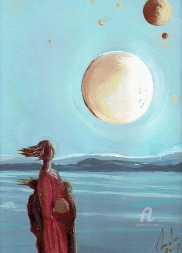 绘画 标题为“lune” 由Jean-Michel Mahaux, 原创艺术品