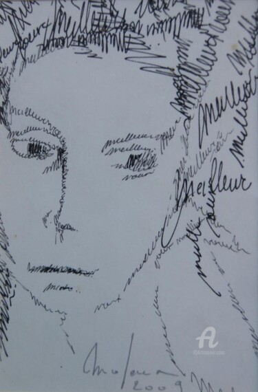 Drawing titled "meilleurs voeux" by Jean-Michel Mahaux, Original Artwork, Ink