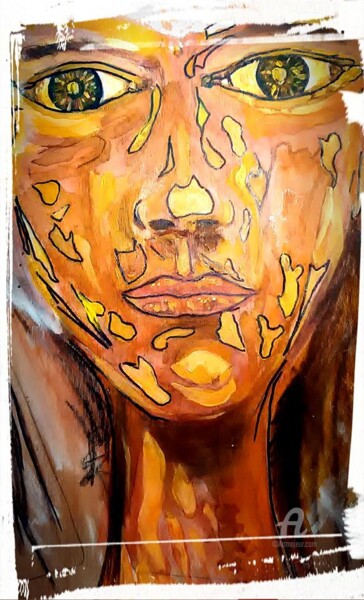 Peinture intitulée "visage" par Jean-Michel Mahaux, Œuvre d'art originale, Acrylique