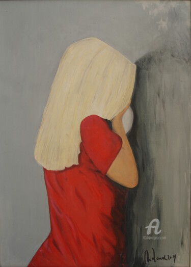 Pintura intitulada "jeune fille" por Jean-Michel Mahaux, Obras de arte originais, Acrílico