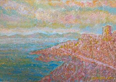 Peinture intitulée "Île rousse" par Jm Mariani, Œuvre d'art originale, Huile