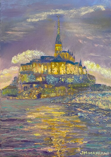 Schilderij getiteld "mont Saint Michel f…" door Jm Mariani, Origineel Kunstwerk, Olie