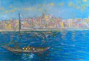 Malerei mit dem Titel "Porto au PORTUGAL" von Jm Mariani, Original-Kunstwerk, Öl Auf Keilrahmen aus Holz montiert