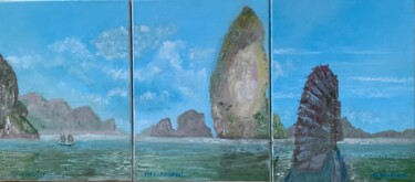Peinture intitulée "TRYPTIQUE - Baie d’…" par Jm Mariani, Œuvre d'art originale, Huile Monté sur Châssis en bois