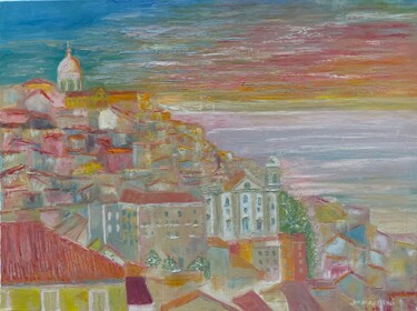 Картина под названием "Lisbonne - Portugal" - Jm Mariani, Подлинное произведение искусства, Масло Установлен на Деревянная р…