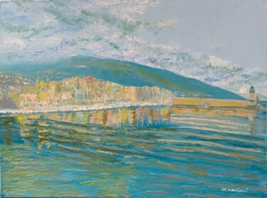 Картина под названием "Bastia vue de la me…" - Jm Mariani, Подлинное произведение искусства, Масло Установлен на Деревянная…