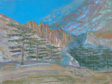 Painting titled "Aiguilles de Bavell…" by Jm Mariani, Original Artwork, Oil Mounted on Wood Stretcher frame