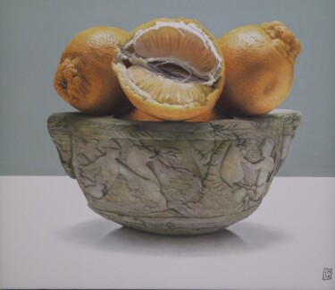 Painting titled "Cuenco de naranjas" by Jm Sa, Original Artwork, Pastel Mounted on Other rigid panel