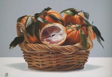 Painting titled "Cesta de naranjas" by Jm Sa, Original Artwork, Pastel Mounted on Other rigid panel