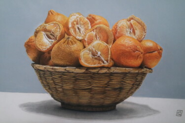 Painting titled "Cesto de mandarinas" by Jm Sa, Original Artwork, Pastel
