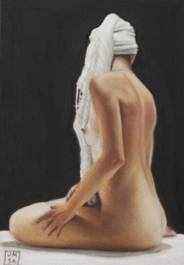 Painting titled "Desnudo. Miniatura.3" by Jm Sa, Original Artwork, Pastel Mounted on Other rigid panel