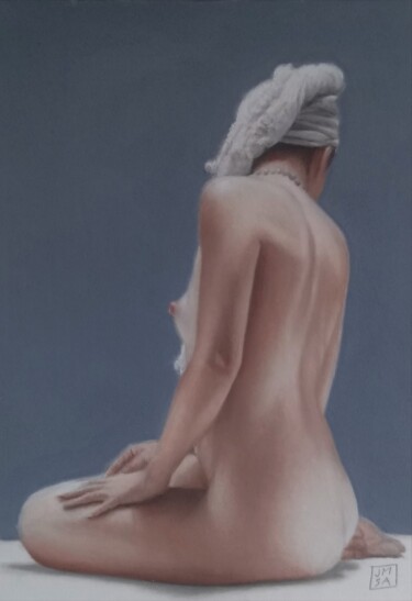 Painting titled "Desnudo con turbante" by Jm Sa, Original Artwork, Pastel Mounted on Other rigid panel