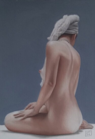 Malerei mit dem Titel "Desnudo con turbante" von Jm Sa, Original-Kunstwerk, Pastell Auf Andere starre Platte montiert