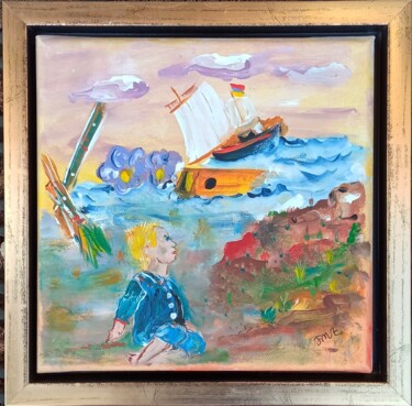 Painting titled "L'adieu aux jouets" by Jean-Marc Zabouri, Original Artwork, Acrylic Mounted on Wood Stretcher frame