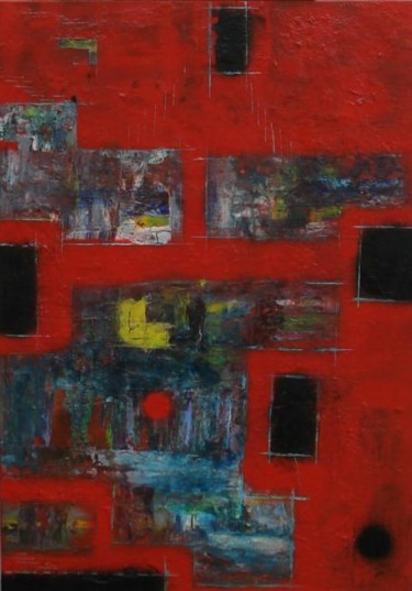 Peinture intitulée "Les rivières rouges…" par Jean-Marc Zabouri, Œuvre d'art originale