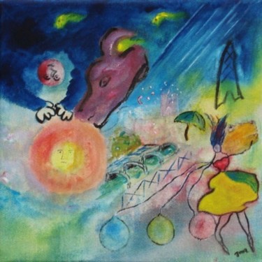 Peinture intitulée "La vendeuse de ball…" par Jean-Marc Zabouri, Œuvre d'art originale