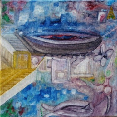 Peinture intitulée "La sirène prise au…" par Jean-Marc Zabouri, Œuvre d'art originale